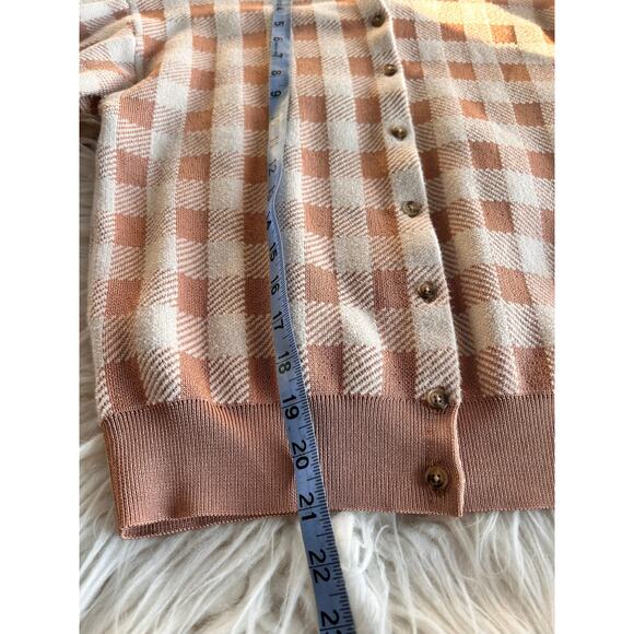 Ann Taylor Women's Dominican Sands Checkered Cardigan Sweater‎ Beige Size Small - Picture 10 of 11